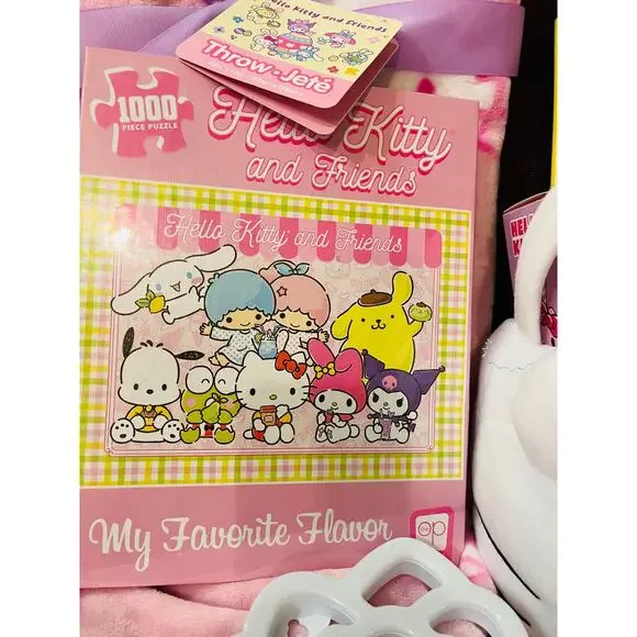 Hello Kitty bundle plush Easter basket with 6070 Easter throw 1000 piece puzzle